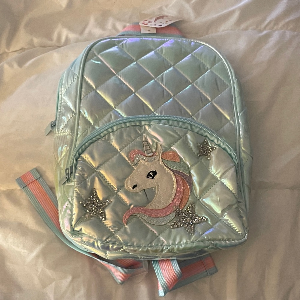 Claire's Shimmering Unicorn Backpack with Silver and Pink Accents